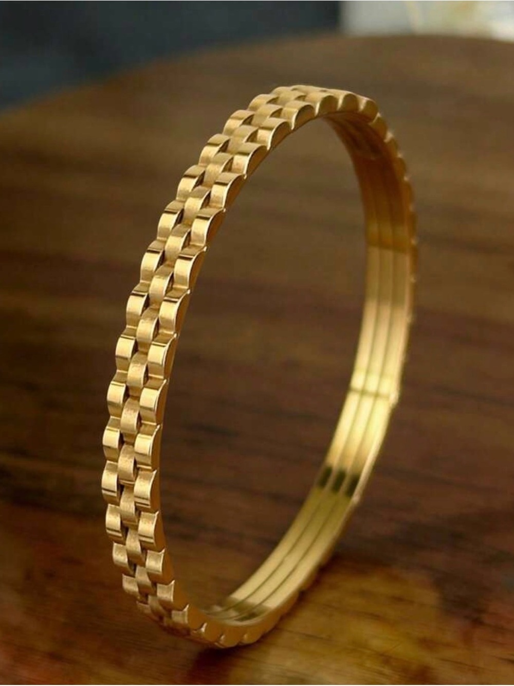 Gold-Tone Textured Women's Bangle Bracelet